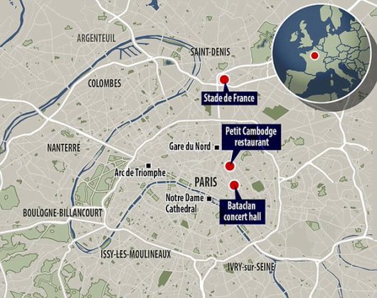 В Парижі серія терактів: вибухи і стрілянина, десятки загиблих, сотня заручників, президента Франції евакуювали 