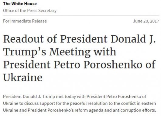 Білий Дім про результати зустрічі Петра Порошенка з Дональдом Трампом